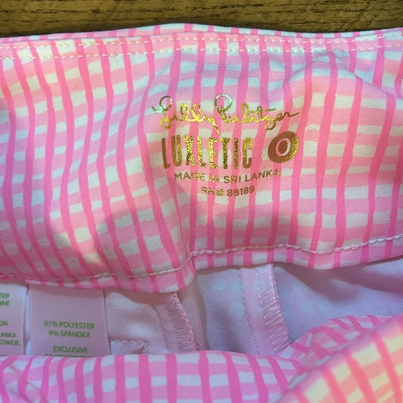 ⭐️Lilly Pulitzer⭐️UPF 50+ Luxletic 28" Corso Pant Prosecco Pink Gingham - Picture 6 of 7